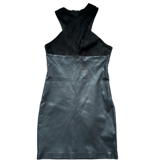 NWT Jason Wu Leather and Velvet Cross Neck Dress - Picture 1 of 6